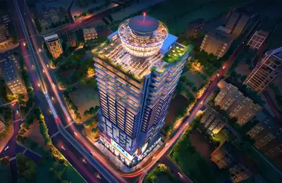 Aerial night view of the tower on Hinjawadi–Wakad Road