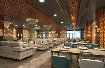 Multipurpose F&B space with lounge and dining seating